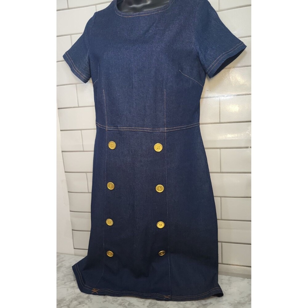 Shelby & Palmer Blue Jean Dress Women’s Sz. 8  Denim Short Sleeve Casual Natical